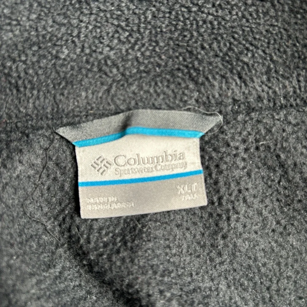 Columbia Mens XLT Tall Fleece Jacket Two Tone Grey Black Full Zip WT3220 1476673